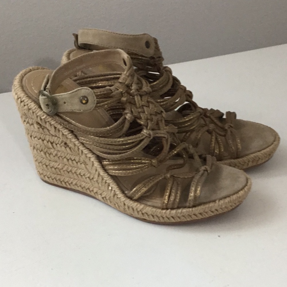6.5 Johnston & Murphy Gold Leather Espadrilles